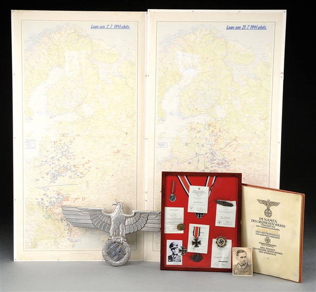 COLLECTORS LOT OF THIRD REICH IDENTIFIED AWARDS, MAPS, AND EPHEMERA.                                                                                                                                   