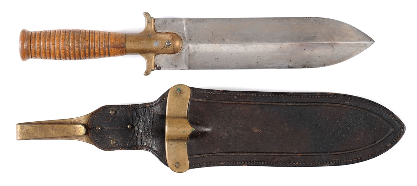 EXTREMELY FINE MODEL 1880 US ARMY HUNTING KNIFE WITH ORIGINAL SCABBARD.                                                                                                                                 