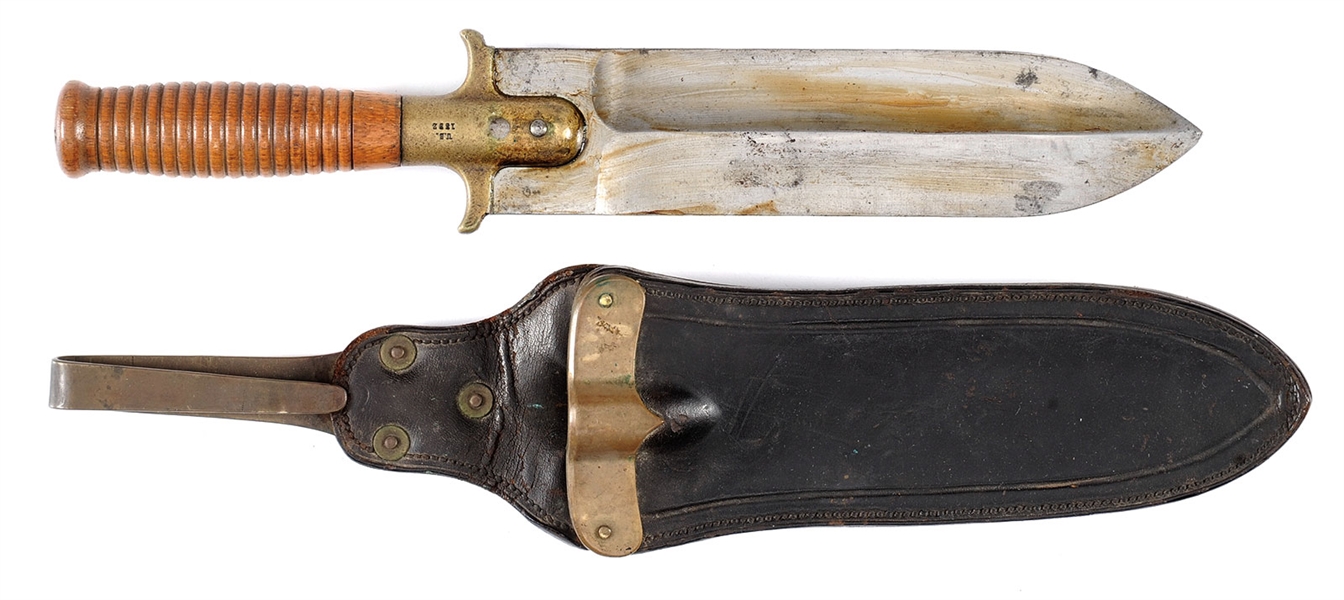 EXTREMELY FINE MODEL 1880 US ARMY HUNTING KNIFE WITH ORIGINAL SCABBARD.                                                                                                                                 