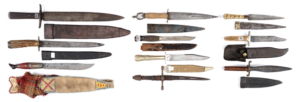 ESA - LOT OF NINE 18TH & 19TH CENTURY KNIVES AND BOWIES.                                                                                                                                                