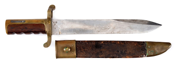 RARE AND EXTREMELY FINE 1864 DATED DAHLGREN BOWIE-BAYONET WITH SCABBARD.                                                                                                                                