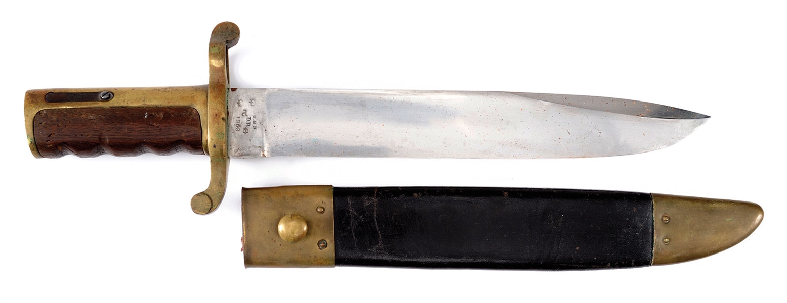 RARE AND EXTREMELY FINE 1863 DATED DAHLGREN BOWIE-BAYONET WITH SCABBARD.                                                                                                                                