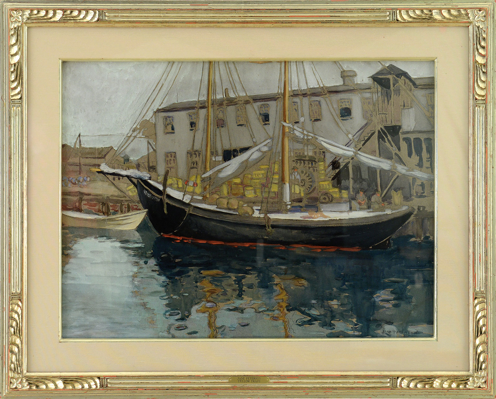 Lot Detail - JANE PETERSON (AMERICAN, 1876-1965) FISHING BOAT AT WHARF ...