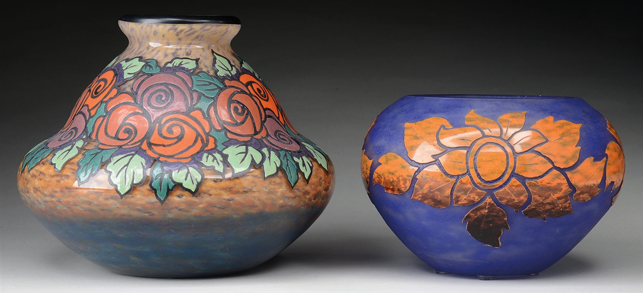 TWO DEGUE DECORATED VASES.                                                                                                                                                                              