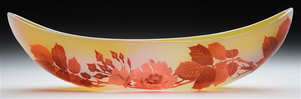 GALLE BOAT SHAPED CAMEO GLASS BOWL.                                                                                                                                                                     