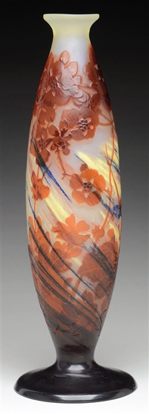 GALLE INTERNALLY DECORATED CAMEO GLASS VASE.                                                                                                                                                            