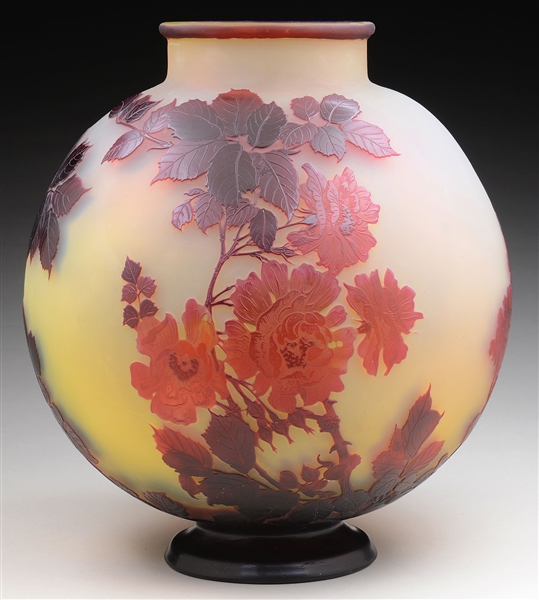 LARGE GALLE CAMEO GLASS VASE.                                                                                                                                                                           