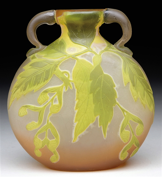GALLE HANDLED CAMEO GLASS VASE.                                                                                                                                                                         