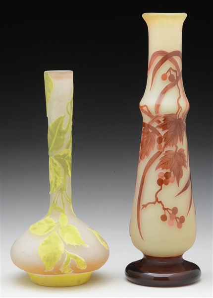 TWO GALLE CAMEO GLASS VASES.                                                                                                                                                                            