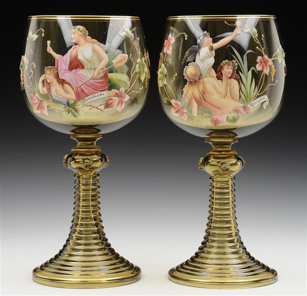 TWO ENAMELED CHALICES.                                                                                                                                                                                  