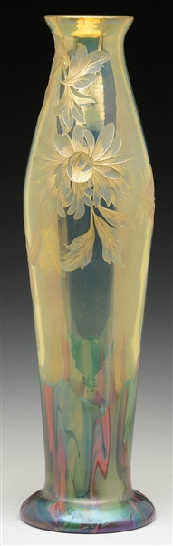 INTAGLIO CARVED VASE ATTRIBUTED TO HARRACH.                                                                                                                                                             