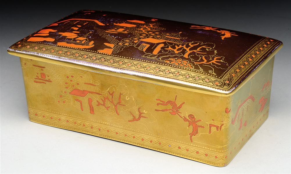RARE WEDGWOOD FAIRYLAND LUSTRE WILLOW COVERED BOX.                                                                                                                                                      