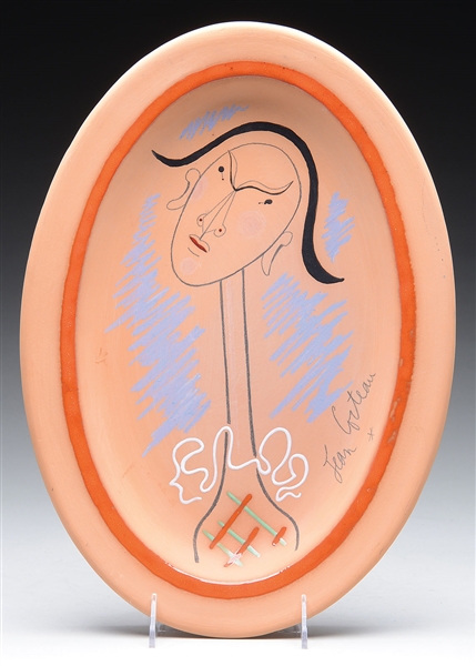 JEAN COCTEAU LIMITED EDITION ART POTTERY CHARGER.                                                                                                                                                       