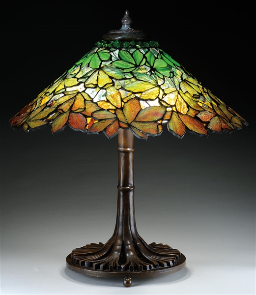 CONTEMPORARY SOMERS STAINED GLASS TABLE LAMP.                                                                                                                                                           