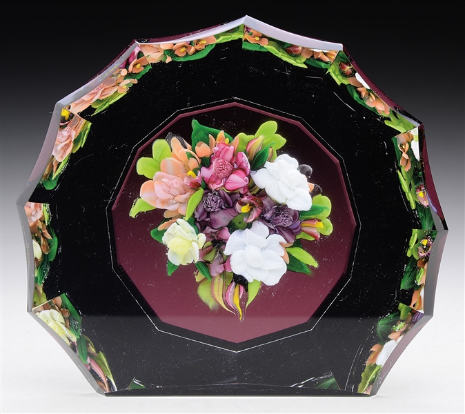 RICK AYOTTE FLORAL ILLUSION FACETED SCULPTURE.                                                                                                                                                          