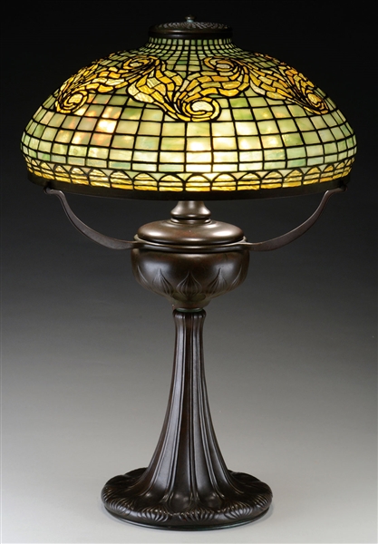TIFFANY STUDIOS TYLER SCROLL TABLE LAMP.                                                                                                                                                                