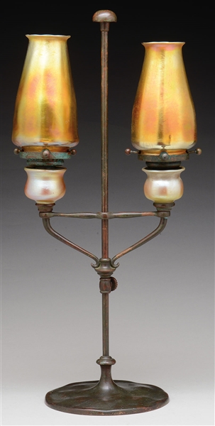 TIFFANY STUDIOS ADJUSTABLE CANDLE LAMP.                                                                                                                                                                 