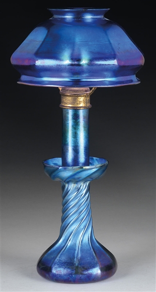 TIFFANY BLUE FAVRILE CANDLE LAMP.                                                                                                                                                                       