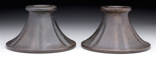 PAIR OF TIFFANY STUDIOS CANDLESTICK OR VASE BASES.                                                                                                                                                      