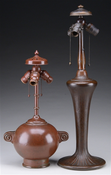 TWO HANDEL TABLE LAMP BASES.                                                                                                                                                                            