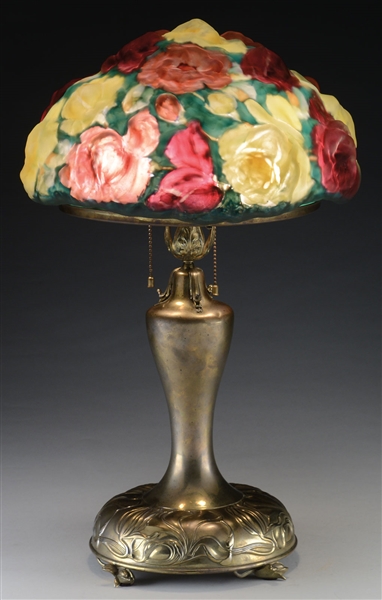 PAIRPOINT PUFFY ROSE BOUQUET TABLE LAMP.                                                                                                                                                                