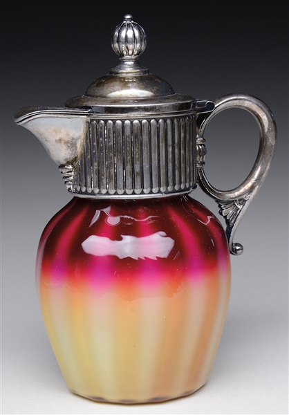 PLATED AMBERINA SYRUP PITCHER.                                                                                                                                                                          
