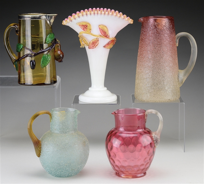 FIVE VICTORIAN GLASS ITEMS.                                                                                                                                                                             