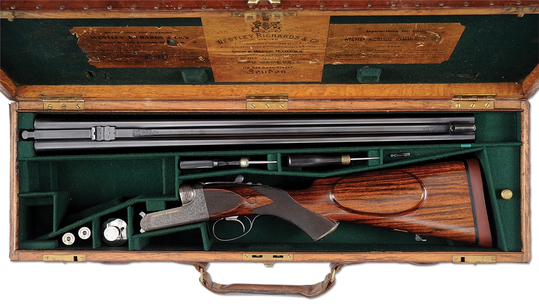 WESTLEY RICHARDS, DBL RIFLE, 17443, 577, MODERN; C&R, W/CASE, 3 ACCESS, CL ROD, 1 KEY                                                                                                                   