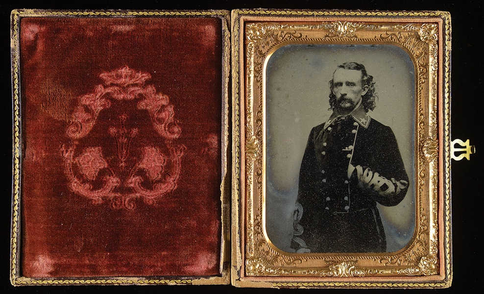 GENERAL GEORGE ARMSTRONG CUSTER, HALF-PLATE AMBROTYPE FROM LIFE, SEPTEMBER 1863, THE FINEST AND MOST ICONIC AND HISTORIC OF ALL CUSTER PHOTOGRAPHS.                                                     