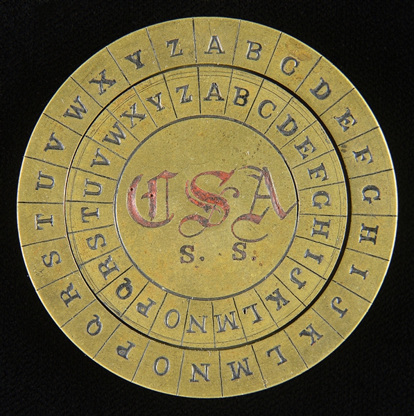 EXTREMELY RARE CONFEDERATE CIPHER DISC.                                                                                                                                                                 