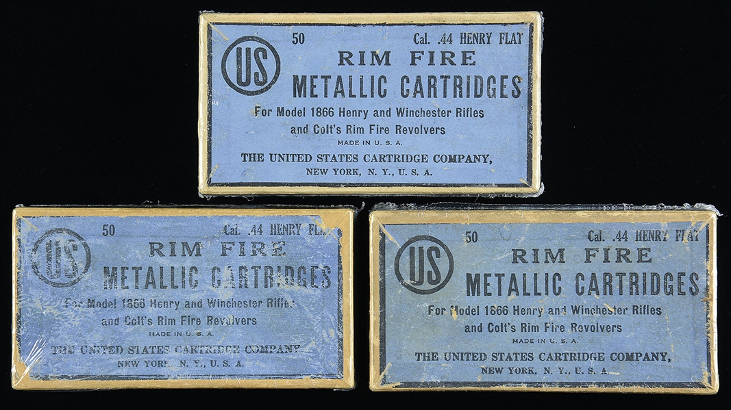 LOT OF 3 BOXES OF 44 HENRY FLAT AMMUNITION BY UNITED STATES CARTRIDGE CO.                                                                                                                               