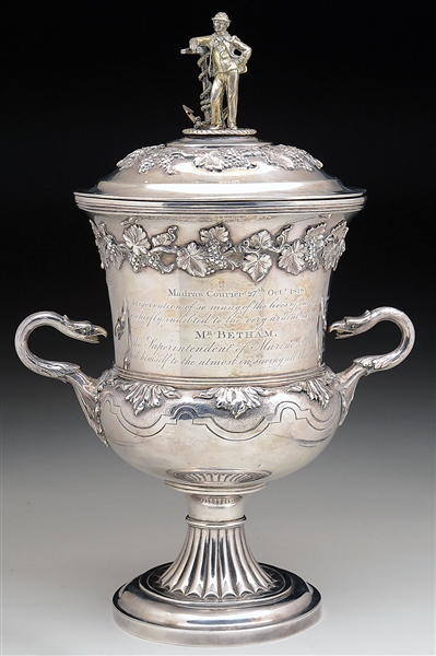 GEORGIAN STERLING LIFESAVING TROPHY TO JOHN BETHAM, MARINE POLICE MAGISTRATE, OCTOBER 24TH 1818 WHEN THE SHIP "SUCCESS" WAS WRECKED.                                                                    