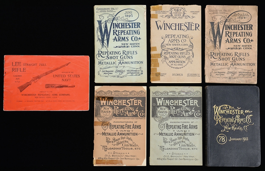 GROUP OF 7 WINCHESTER CATALOGS.                                                                                                                                                                         
