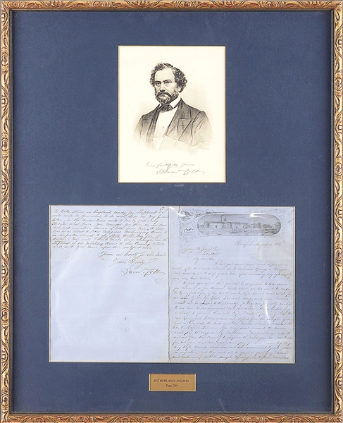 ORIGINAL LETTER FROM SAM COLT TO JOHN S. JARVIS, ESQ., DATED AUGUST 3, 1861, ALONG WITH RECEIPT FOR PAYMENT OF WORK DONE, RECEIVED BY HENRY B. COLTON FROM COLTS PATENT FIRE ARMS MFG. CO., DATED SEPTE