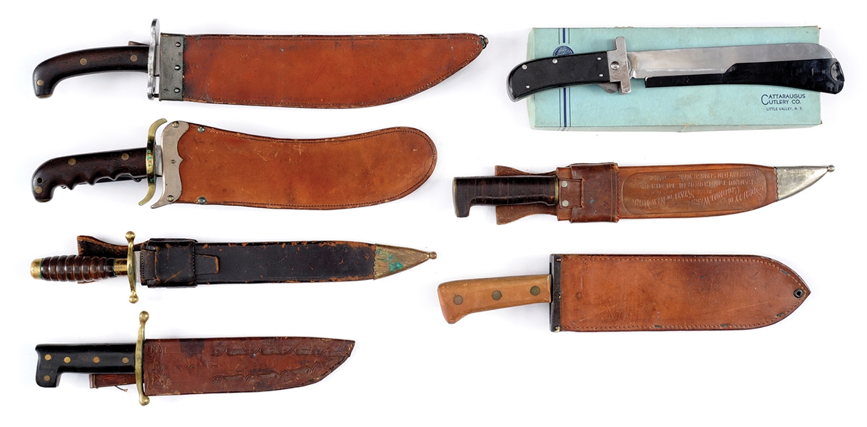 EXCEPTIONAL GROUP OF AMERICAN MILITARY KNIVES.                                                                                                                                                          