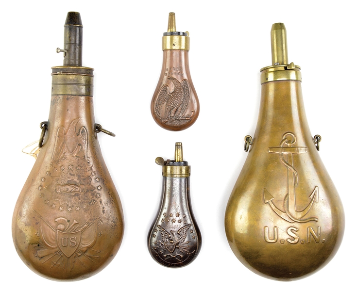 GROUP OF 4 FLASKS.                                                                                                                                                                                      