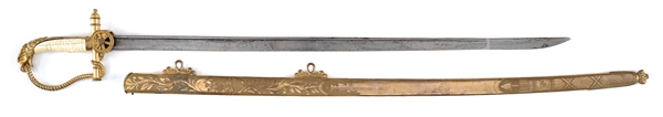 ESA - RARE AND UNIQUE AMERICAN EAGLE POMMEL ARTILLERY OFFICERS SWORD WITH ARTICULATED CANNON CROSS GUARD.                                                                                              
