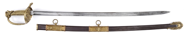 HIGH GRADE CIVIL WAR PRESENTATION GRADE US STAFF AND FIELD OFFICERS SWORD WITH FIGURAL RELIEF CAST MOUNTS.                                                                                             