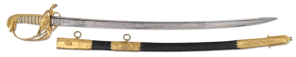 RARE AND VERY FINE AMERICAN NAVAL OFFICERS SWORD, CIRCA 1835.                                                                                                                                          