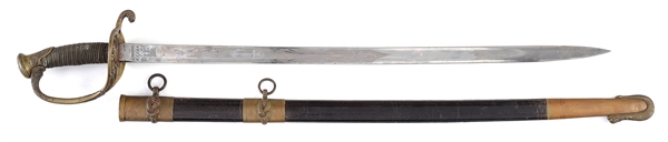 FINE CIVIL WAR MODEL 1852 NAVAL OFFICERS SWORD WITH FROSTY BLADE.                                                                                                                                      