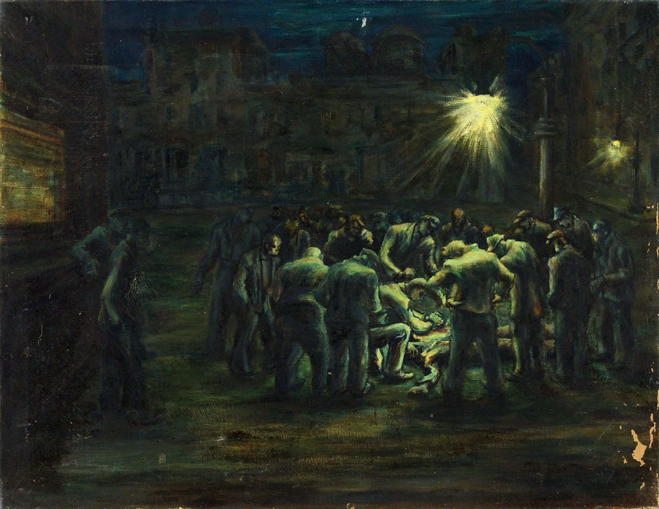 ALZIRA (BOEHM) PEIRCE (AMERICAN, 1908-2010) TWO WORKS: NIGHTTIME SHOOTING AND "ARRIVAL"                                                                                                                 