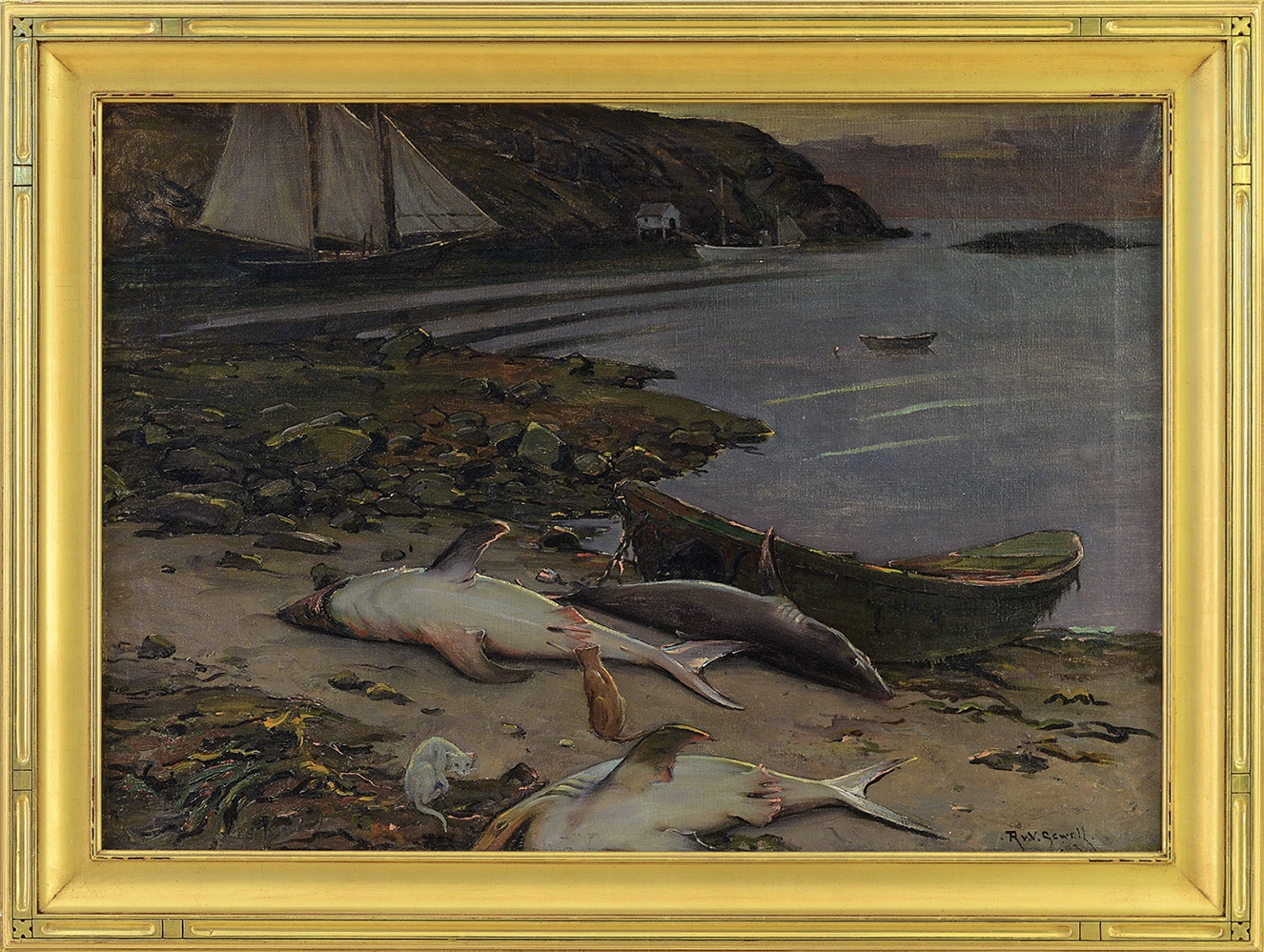 ROBERT SEWELL (AMERICAN, 1860-1924) "THE SCAVENGERS, FISH BEACH, MONHEGAN"                                                                                                                              