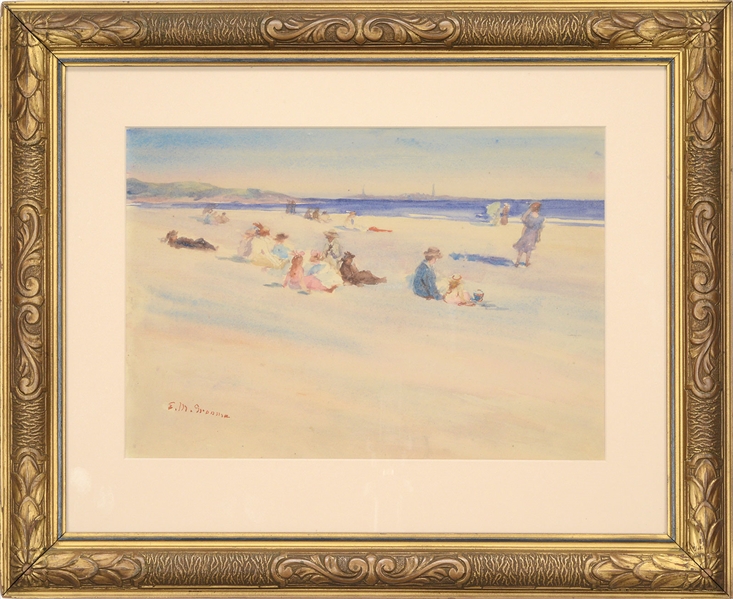ESTHER M. GROOME (AMERICAN, 1857-1929) BEACH GOERS ON GOOD HARBOR BEACH, GLOUCESTER, MA                                                                                                                 