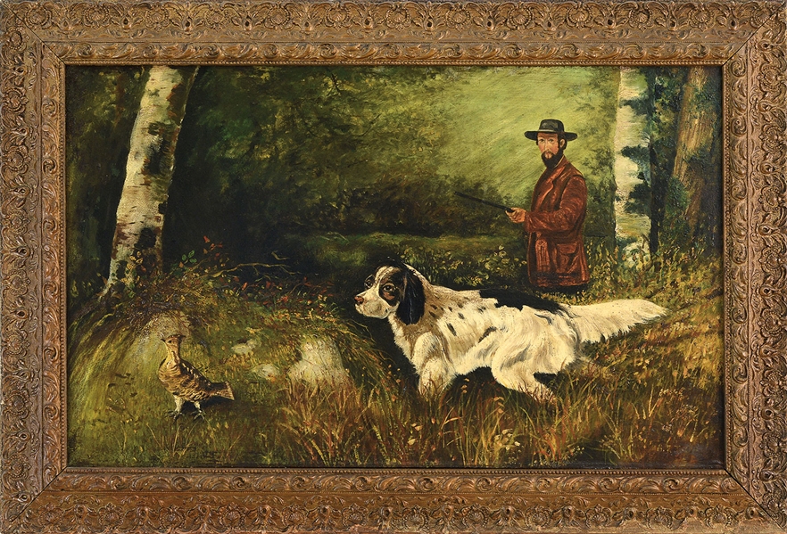 AMERICAN SCHOOL (EARLY-20TH CENTURY) HUNTING SCENE WITH SPANIEL AND QUAIL                                                                                                                               