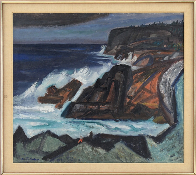 MAURICE L. FREEDMAN (AMERICAN, 1904-1985) WAVES AT SQUEEKER COVE, MONHEGAN                                                                                                                              
