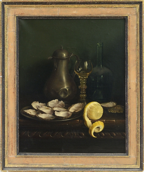 HOWES (AMERICAN SCHOOL, 20TH CENTURY) STILL LIFE WITH OYSTERS AND LEMON                                                                                                                                 