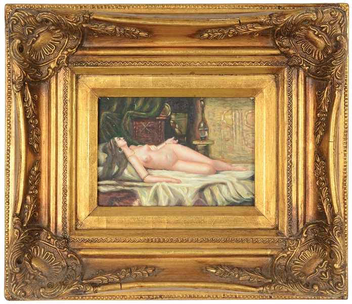 TWO WORKS: RECLINING FEMALE NUDE AND "ANDYS DOCK"                                                                                                                                                      