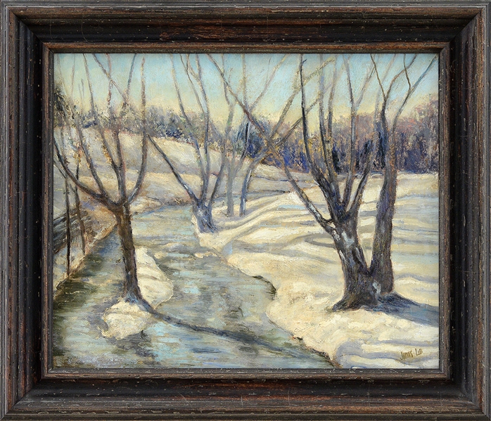 ATTRIBUTED TO JONAS LIE (AMERICAN, 1880-1940) STREAM IN WINTER                                                                                                                                          