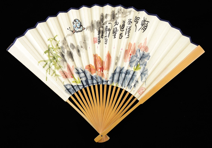 HAND FAN WITH CALLIGRAPHY.                                                                                                                                                                              