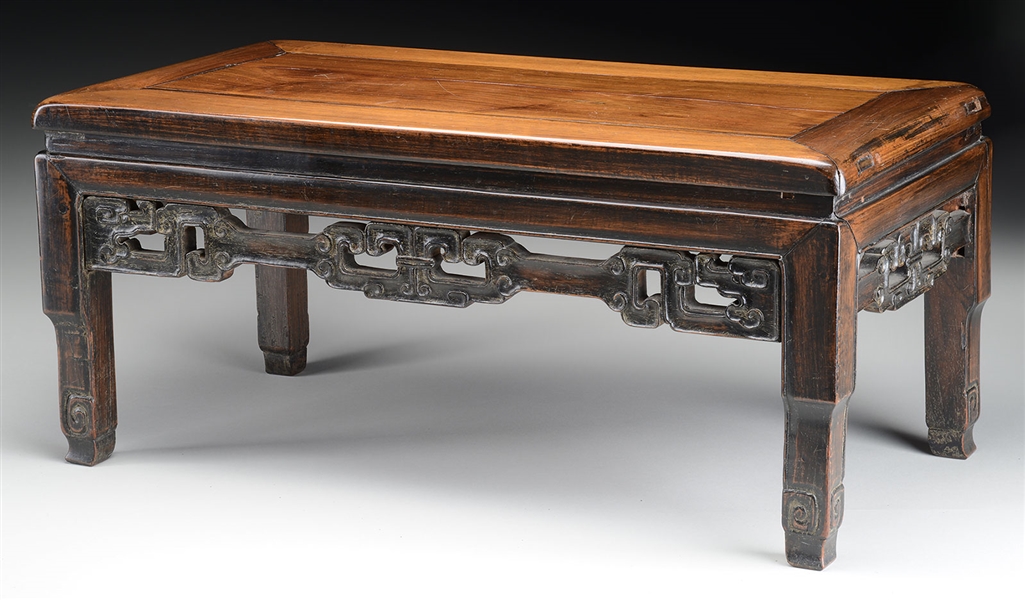 CARVED HARD WOOD LOW TABLE.                                                                                                                                                                             